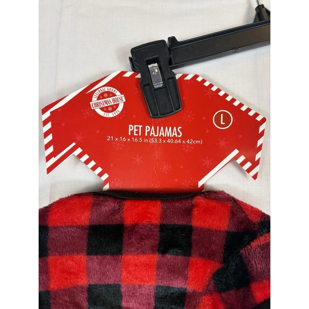 Pet Pajamas Pet Sweater Dog Fleece Red Buffalo Plaid Size Large
